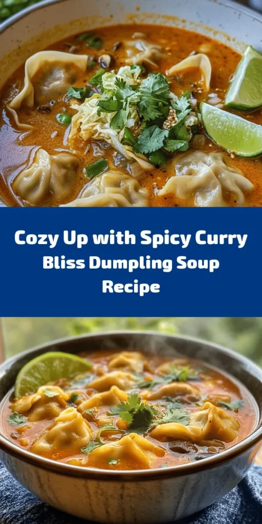 Warm up your evenings with a bowl of Spicy Curry Bliss Dumpling Soup! This delightful dish combines the rich flavors of curry with tender dumplings filled with nutritious ingredients like cabbage, mushrooms, and tofu. Perfect for chilly nights, it's not just a meal but a comforting experience that embraces diverse culinary traditions. Dive into this flavorful adventure and enjoy a nourishing, hearty soup that will leave you craving more. #DumplingSoup #ComfortFood #CurryLovers #HealthyEating #RecipeInspo