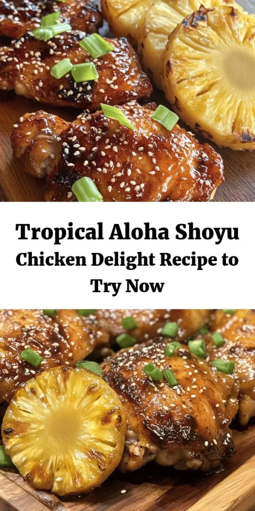 Get ready to savor the taste of Hawaii with Aloha Shoyu Chicken Delight! This scrumptious recipe features marinated chicken thighs infused with shoyu, pineapple, and aromatic spices, delivering a perfect blend of sweet and savory flavors. Ideal for summer barbecues or a weeknight feast, this dish is all about fresh ingredients and authentic Hawaiian vibes. Elevate your meals with this tropical delight! #AlohaShoyu #HawaiianCuisine #ChickenRecipes #SummerGrilling #TropicalFlavors #Foodie