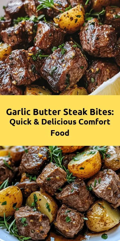Indulge in the deliciousness of Garlic Butter Steak Bites and Potatoes—an easy, comforting dish perfect for any occasion! Tender steak bites are seared to perfection and tossed in a rich garlic butter sauce, paired with creamy baby potatoes for an irresistible flavor combination. Whether it's a family dinner or a special gathering, this recipe is sure to impress your guests and keep everyone coming back for seconds. Try it today! #GarlicButterSteak #Recipe #ComfortFood #SteakDinner #HomeCooking #Foodie