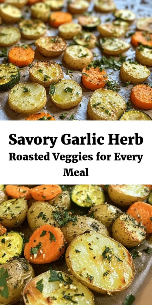 Discover the deliciousness of Garlic Herb Roasted Potatoes, Carrots, and Zucchini – the perfect side dish for any meal! This simple recipe highlights the natural sweetness of these vegetables, enhanced by aromatic garlic and fresh herbs. Ideal for complementing both meat and vegetarian options, it's not only easy to make but also packed with nutrients. Elevate your dining experience with this flavorful, healthy addition! #RoastedVegetables #HealthyEating #SideDishIdeas #VeganRecipes #MealPrep