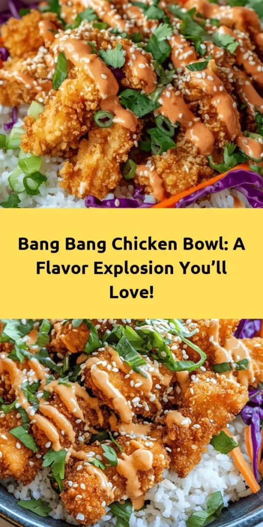 Elevate your weeknight dinners with this delicious Bang Bang Chicken Bowl recipe! Featuring crispy chicken, fresh veggies, and a zesty sauce, this meal is a feast for the eyes and the palate. Easy to make and perfect for any occasion, it's a great way to impress family and friends. Dive into a world of flavors that blends crispy, creamy, and crunchy textures. Discover your new favorite dinner tonight! #BangBangChicken #DinnerIdeas #RecipeInspiration #Foodie #CulinaryAdventure #HealthyEating #HomeCooking