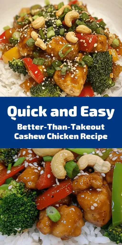 Looking for a healthier and more flavorful alternative to takeout? Try this Better-Than-Takeout Cashew Chicken recipe! In just 30 minutes, you can enjoy tender chicken, crunchy cashews, and vibrant veggies all in a savory sauce that's easy to make. Perfect for busy weeknights! Customize it to suit your taste and dietary needs. Say goodbye to unhealthy takeout and hello to delicious homemade meals! #CashewChicken #HealthyEating #HomemadeMeals #QuickRecipes #StirFry #Foodie
