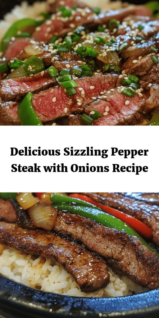 Discover the deliciousness of Sizzling Pepper Steak with Onions! This vibrant stir-fry features tender flank steak, colorful bell peppers, and sweet onions, all brought together by a rich, savory sauce. Perfect for a quick weeknight dinner or impressing guests. Serve it over rice or noodles for a complete meal. Enjoying this dish is as easy as cooking it! Try this mouthwatering recipe today! #SizzlingPepperSteak #StirFry #DinnerIdeas #CookingAtHome #FoodLovers