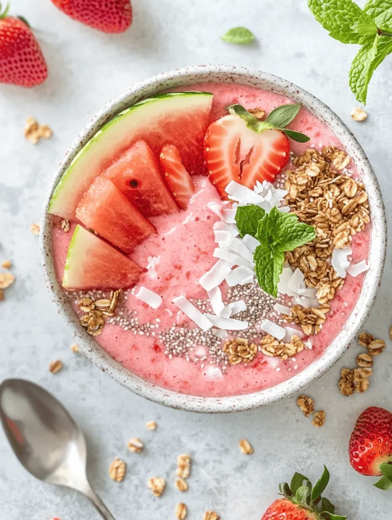 Smoothie bowls have surged in popularity over the past few years, captivating the hearts of health enthusiasts and food lovers alike. These vibrant, nutrient-packed bowls offer a delightful twist on traditional smoothies, allowing you to enjoy all the benefits of a blended drink while indulging in various toppings and textures. The "Refreshing Watermelon and Strawberry Smoothie Bowl" stands out not only for its striking colors but also for its exceptional flavor profile, combining the juicy sweetness of watermelon with the tartness of strawberries. This combination is perfect for warm days, providing a cooling effect and a burst of freshness that can rejuvenate anyone.