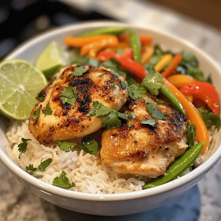 The Coconut Chicken Rice Bowl is a delightful dish that marries the tropical essence of coconut with the aromatic spices of Southeast Asia. This recipe not only tantalizes your taste buds but also serves as a wholesome meal, making it a favorite amongst families and meal-preppers alike. The beauty of this dish lies in its harmonious balance of flavors, featuring tender chicken, creamy coconut milk, and vibrant vegetables, all served atop fluffy jasmine rice.