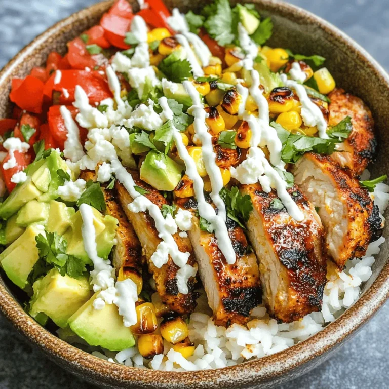 The Street Corn Chicken Rice Bowl is a vibrant and flavorful dish that takes inspiration from the rich culinary traditions of Mexico, where elote, or Mexican street corn, reigns supreme. This delightful bowl combines the savory goodness of marinated chicken, the sweetness of grilled corn, and the refreshing crunch of fresh vegetables, all topped with a zesty lime dressing that ties everything together. The combination of textures and flavors creates a dish that is not only satisfying but also visually appealing.