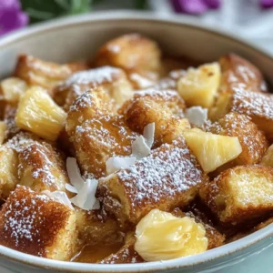 What makes the Sweet Hawaiian Roll French Toast Bake so appealing? For starters, it combines the rich, comforting essence of French toast with the tropical sweetness of Hawaiian rolls. The result is a dish that is not only pleasing to the palate but also visually stunning, with a golden-brown top that beckons for a drizzle of syrup or a dusting of powdered sugar.