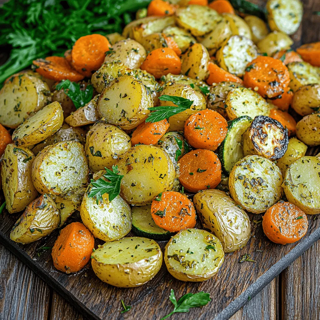 Baby potatoes, often referred to as new potatoes, are small, tender, and packed with flavor. Their thin skin allows them to roast beautifully, resulting in a crispy exterior while remaining fluffy and soft on the inside. One of the key advantages of using baby potatoes in this recipe is their uniform size, which ensures even cooking. They also have a wonderfully creamy texture that pairs perfectly with the other vegetables in this dish. Nutritionally, baby potatoes provide a good source of vitamins C and B6, potassium, and dietary fiber, making them a wholesome choice for any meal.