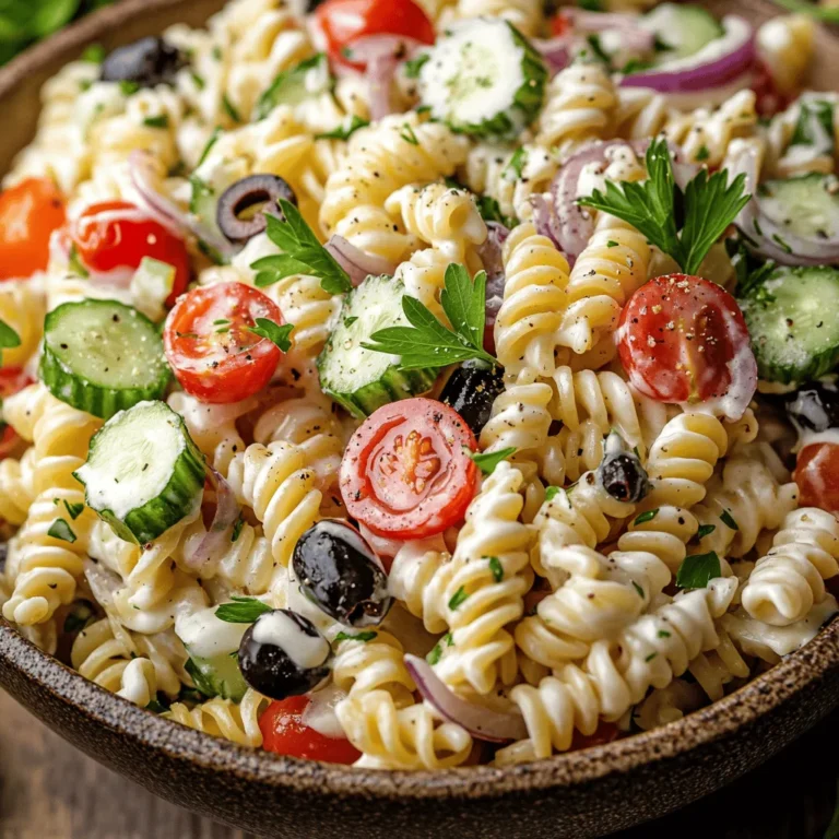 Welcome to the world of vibrant flavors and delightful textures with our Creamy Dreamy Pasta Salad! This dish is a celebration of color and taste, making it an ideal choice for any gathering, picnic, or casual meal. Imagine a bowl brimming with beautifully cooked pasta, fresh vegetables, and a luscious creamy dressing that ties it all together. The Creamy Dreamy Pasta Salad is not only visually appealing but also incredibly versatile, easily accommodating various dietary preferences. Its straightforward preparation makes it a favorite for both novice cooks and seasoned chefs alike, ensuring that it can seamlessly transition from a laid-back family dinner to an elegant buffet spread.