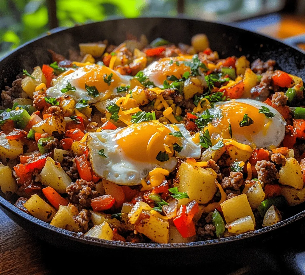 Breakfast is often hailed as the most important meal of the day, and for good reason. A hearty breakfast not only fuels your body after a night of fasting but also sets the tone for the rest of your day. It can boost your mood, improve your concentration, and elevate your energy levels, making it crucial for both physical and mental well-being. Among the myriad of breakfast options available, the <strong>Morning Bliss Loaded Breakfast Hash</strong> stands out as a wholesome and nutritious choice. This delightful dish combines a variety of ingredients to create a satisfying meal that caters to diverse dietary preferences.” /></p>
</p>
<h3>Preparing the Potatoes</h3>
</p>
<p>Achieving the perfect texture for your breakfast hash starts with the potatoes. The right preparation can make a significant difference in the final dish. To begin, select a starchy variety such as russets or Yukon Golds, as they provide a creamy interior and a crispy exterior. Start by washing and peeling the potatoes, then cut them into small, uniform cubes—about half an inch is ideal. This ensures even cooking and browning.</p>
</p>
<p>Once cubed, soak the potatoes in cold water for at least 30 minutes. This process removes excess starch, resulting in a crispier finish when cooked. After soaking, drain and pat them dry with a kitchen towel to eliminate moisture. Heat a generous amount of oil in a large skillet over medium-high heat. The oil should shimmer but not smoke. Add the potatoes in a single layer, making sure not to overcrowd the pan. This allows them to fry rather than steam. Season with salt and pepper, and let them cook undisturbed for about 5 to 7 minutes before stirring. This helps form a golden crust.</p>
</p>
<p>For an extra layer of flavor, consider adding minced garlic or fresh herbs like rosemary during the last few minutes of cooking. Once the potatoes are cooked through and crispy, transfer them to a plate and keep them warm while you move on to the next steps.</p>
</p>
<h3>Adding Vegetables</h3>
</p>
<p>The timing of adding vegetables is crucial for maximizing both flavor and nutrition. Start with heartier vegetables, such as bell peppers and onions, which can handle a longer cooking time. Dice them into similar sizes as the potatoes for even cooking. After removing the potatoes, add these vegetables to the same skillet, allowing them to sauté for about 5 to 7 minutes until they soften and caramelize slightly.</p>
</p>
<p>Next, consider adding softer vegetables like zucchini or spinach, which cook more quickly. Incorporate these into the skillet towards the end of the cooking process, allowing them to wilt and retain their vibrant color and nutrients. The key is to maintain a balance between cooked and slightly crunchy vegetables for added texture and interest in your breakfast hash.</p>
</p>
<p>Feel free to experiment with seasonal vegetables such as asparagus in spring or roasted sweet potatoes in the fall to keep your breakfast hash fresh and exciting.</p>
</p>
<h3>Incorporating the Sausage</h3>
</p>
<p>The choice of sausage can greatly enhance the flavor profile of your breakfast hash. Start by selecting a high-quality sausage—pork, turkey, or chicken options work well. For a more flavorful experience, consider using spicy Italian sausage, chorizo, or even plant-based sausage for a vegetarian twist.</p>
</p>
<p>Remove the casing if using link sausages and crumble the meat into the skillet after the vegetables have begun to soften. Cook until browned and fully cooked through, about 5 to 8 minutes. Stirring occasionally ensures even browning and helps render some of the fat, which will add flavor to the dish.</p>
</p>
<p>To elevate the dish further, consider adding a splash of Worcestershire sauce or your favorite hot sauce to the sausage as it cooks. This infusion adds depth and complexity to the overall flavor, making your breakfast hash truly irresistible.</p>
</p>
<h3>Cooking the Eggs</h3>
</p>
<p>Eggs are the crowning glory of any breakfast hash, and there are several ways to cook them to suit personal preferences. For a classic approach, crack the eggs directly into the skillet over the mixed ingredients. Cover the skillet with a lid, allowing the steam to cook the eggs gently. This method results in perfectly poached eggs with runny yolks, blending beautifully into the hash.</p>
</p>
<p>If you prefer scrambled eggs, whisk them in a separate bowl with a splash of milk, salt, and pepper, then pour them into the skillet. Stir gently with a spatula until they reach your desired doneness—fluffy and soft.</p>
</p>
<p>Alternatively, for fried eggs, cook them in a separate non-stick pan while the hash is finishing up. Use a little butter or oil and cook until the whites are set but the yolks remain runny. Serve the fried eggs atop the hash for a visually appealing and hearty breakfast.</p>
</p>
<h3>Melting the Cheese</h3>
</p>
<p>Cheese is the finishing touch that brings everything together in your Morning Bliss Loaded Breakfast Hash. Choose a cheese that melts well, such as cheddar, Monterey Jack, or a creamy goat cheese, depending on your flavor preference.</p>
</p>
<p>To achieve the perfect cheese melt without overcooking the hash, sprinkle the shredded cheese generously over the top of the dish during the last few minutes of cooking. Cover the skillet with a lid to trap the heat and steam, allowing the cheese to melt evenly. If you prefer a slightly crispy top, you can pop the skillet under the broiler for a minute or two—just be sure to watch closely to avoid burning.</p>
</p>
<h3>Nutritional Analysis of the Morning Bliss Loaded Breakfast Hash</h3>
</p>
<p>The Morning Bliss Loaded Breakfast Hash is not only delicious but also packs a nutritional punch. A typical serving contains approximately 350-400 calories, depending on portion size and specific ingredients used.</p>
</p>
<p><strong>Macronutrient Breakdown</strong>:</p>
<p>– <strong>Carbohydrates</strong>: About 35g, primarily from the potatoes and vegetables.</p>
<p>– <strong>Protein</strong>: Roughly 20-25g, thanks to the sausage and eggs, making it a great source of energy for starting your day.</p>
<p>– <strong>Fats</strong>: Approximately 15-20g, mainly from the cooking oil and cheese, which provide essential fatty acids.</p>
</p>
<p><strong>Vitamins and Minerals</strong>: The hash is rich in vitamins A and C from the vegetables, along with B vitamins from the eggs and protein. Potatoes contribute potassium, while cheese adds calcium.</p>
</p>
<p><strong>Health Benefits</strong>: This breakfast hash is a balanced meal that can fit into various dietary plans. The protein content makes it ideal for those looking to build muscle, while the fiber from the vegetables and potatoes aids digestion and contributes to a feeling of fullness.</p>
</p>
<h3>Customization Options</h3>
</p>
<p>One of the best features of the Morning Bliss Loaded Breakfast Hash is its versatility. You can easily customize it to accommodate various dietary needs and preferences.</p>
</p>
<p><strong>Ingredient Swaps</strong>:</p>
<p>– For a gluten-free version, ensure your sausage and any sauces used are certified gluten-free.</p>
<p>– Substitute dairy cheese with plant-based cheese or nutritional yeast for a dairy-free option.</p>
</p>
<p><strong>Adding Extra Vegetables</strong>: Feel free to incorporate seasonal or favorite vegetables like kale, mushrooms, or cherry tomatoes for added flavor and nutrition.</p>
</p>
<p><strong>Protein Variations</strong>: Try adding cooked quinoa or black beans for a vegetarian protein boost. Alternatively, for a heartier option, you can add diced ham or bacon if you prefer a meatier dish.</p>
</p>
<p><strong>Spicing It Up</strong>: Experiment with different sauces or toppings. A dollop of avocado or a sprinkle of fresh herbs like cilantro or parsley can brighten the dish. You can also drizzle with hot sauce, salsa, or a creamy dressing for extra flavor.</p>
</p>
<h3>Serving Suggestions and Pairings</h3>
</p>
<p>When it comes to serving the Morning Bliss Loaded Breakfast Hash, presentation is key. Serve it in a rustic skillet or a colorful bowl for a homey feel. Garnish with freshly chopped herbs or a sprinkle of paprika for visual appeal.</p>
</p>
<p><strong>Beverage Pairings</strong>: Complement your breakfast hash with a hot cup of coffee or a refreshing smoothie. A green smoothie with spinach, banana, and almond milk can be an excellent way to boost your nutrient intake for the day.</p>
</p>
<p><strong>Side Suggestions</strong>: Serve the hash alongside fresh fruit or a light salad for a balanced breakfast. Whole-grain toast or avocado toast also pairs well and adds a satisfying crunch.</p>
</p>
<h3>Conclusion</h3>
</p>
<p>The Morning Bliss Loaded Breakfast Hash is a nutritious, fulfilling breakfast option that combines a variety of textures and flavors. Packed with protein, fiber, and essential vitamins, it sets a positive tone for your day. With its easy customization options, you can adapt the recipe to suit your dietary needs or mood, making it a versatile family favorite.</p>
</p>
<p>Encourage your family to explore different variations of this recipe—try seasonal vegetables or different proteins to keep breakfast exciting. This hearty dish not only nourishes your body but also brings everyone together around the table to enjoy a delicious start to the day.</p>
<div id=