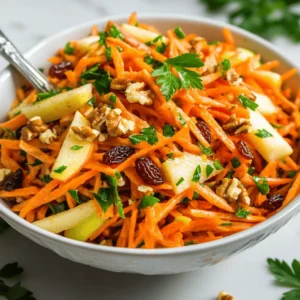Carrots are the cornerstone of this dish, providing both crunch and nutritional value. Rich in beta-carotene, which is converted to vitamin A in the body, carrots support eye health and boost the immune system. They are also high in fiber, which can aid in digestion and promote a feeling of fullness. Beyond their health benefits, carrots are incredibly versatile; they can be used in salads, soups, and even desserts, making them a staple in many kitchens.