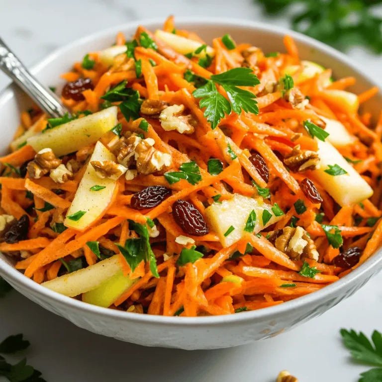 Carrots are the cornerstone of this dish, providing both crunch and nutritional value. Rich in beta-carotene, which is converted to vitamin A in the body, carrots support eye health and boost the immune system. They are also high in fiber, which can aid in digestion and promote a feeling of fullness. Beyond their health benefits, carrots are incredibly versatile; they can be used in salads, soups, and even desserts, making them a staple in many kitchens.