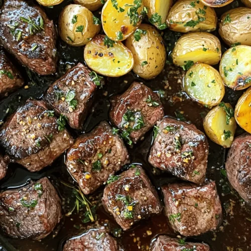 There’s something undeniably comforting about a hearty meal that comes together in a flash, and that’s exactly what you’ll find with this Garlic Butter Steak Bites & Crispy Potatoes recipe. This dish combines tender, juicy steak bites with crispy, golden potatoes, all enveloped in a rich and aromatic garlic butter sauce. The result is a culinary masterpiece that is not only quick to prepare but also packed with flavor, making it perfect for any occasion. Whether you’re preparing a satisfying weeknight dinner for the family or impressing guests at a weekend gathering, this delightful combination brings the best of both worlds to your table.