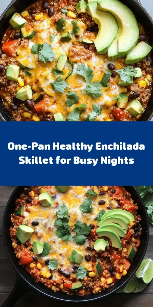 Discover a healthier twist on a classic favorite with this Easy Healthy Enchilada Skillet! Packed with vibrant veggies, protein-rich beans, and wholesome grains in just one pan, this meal makes weeknight dinners a breeze. Enjoy rich flavors and nutritious ingredients like quinoa, black beans, and colorful vegetables while keeping calories in check. Perfect for busy families or health enthusiasts, it's a dish that everyone will love! #HealthyEating #SkilletMeals #EnchiladaSkillet #OnePanDinner #HealthyRecipes #QuickMeals