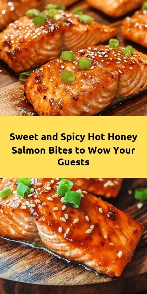 Indulge in the mouthwatering taste of Spicy-Sweet Hot Honey Salmon Bites, where succulent salmon meets a perfect balance of sweet honey and fiery sriracha. This versatile dish makes for a stunning appetizer or main course, suitable for any occasion. Packed with flavor and health benefits, these bites will leave your guests asking for more. Elevate your culinary skills with this easy-to-follow recipe! #SalmonBites #HotHoney #SeafoodRecipes #Appetizer #HealthyEating #HomeCooking