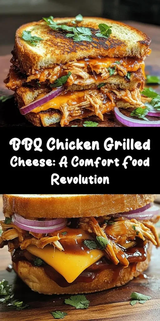 Transform your lunch or dinner with this delicious BBQ Chicken Grilled Cheese! This mouthwatering recipe combines tender BBQ chicken, gooey cheddar cheese, and crispy sourdough bread for a comforting twist on a classic favorite. Perfect for novice cooks and seasoned chefs alike, it’s easy to make and filled with flavor. Elevate your grilled cheese game and satisfy your cravings! #BBQChicken #GrilledCheese #ComfortFood #CheeseLovers #RecipeInspo #Foodie
