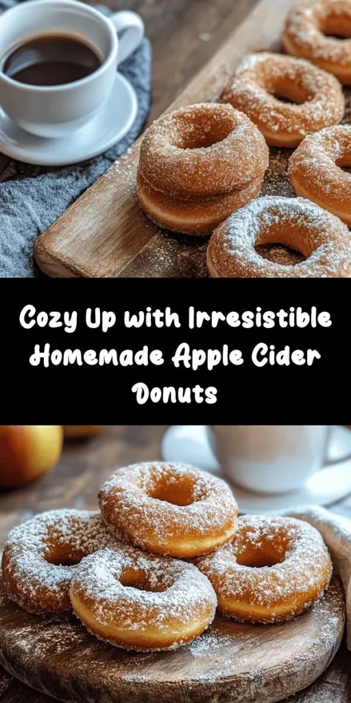 Embrace the flavors of fall with homemade apple cider donuts! These delicious treats combine the warmth of cinnamon, nutmeg, and rich apple cider, making them the perfect cozy snack. Enjoy them fresh from the oven or dusted with sugar for an irresistible indulgence. Whether at breakfast or a festive gathering, these donuts will surely warm your heart. Ready to bake? Follow our easy recipe and share the joy of this autumn classic! #AppleCiderDonuts #FallBaking #CozyTreats #HomemadeDelights #AutumnRecipes
