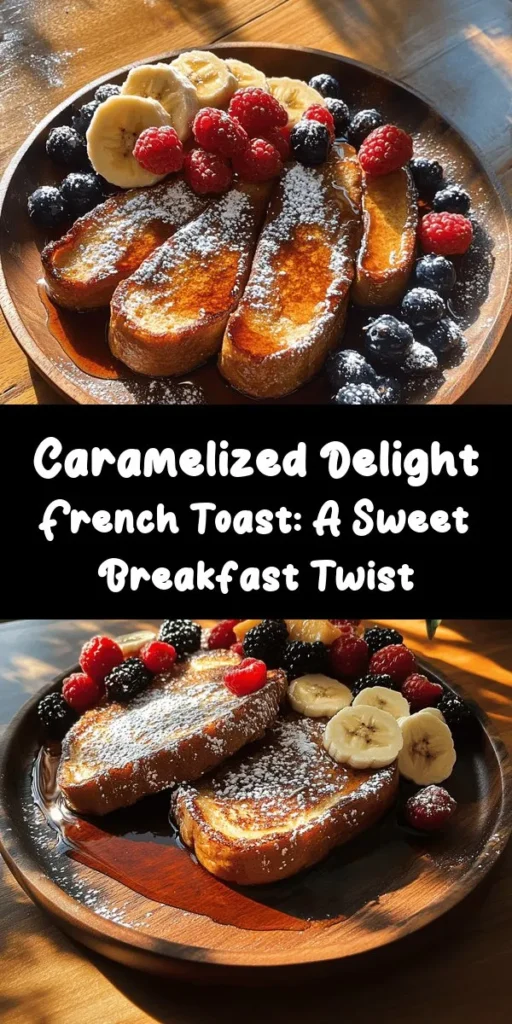 Indulge in a delicious twist on a classic with Caramelized Delight French Toast! This recipe transforms simple bread, eggs, and milk into a gourmet breakfast that features a rich, caramelized crust and a soft, custardy interior. Perfect for lazy mornings or special occasions, it's customizable with various breads and toppings like fresh fruits and maple syrup. Dive into the world of flavor and textures that this delightful dish offers! #FrenchToast #BreakfastRecipes #ComfortFood #Yummy #BrunchIdeas #CookingAtHome
