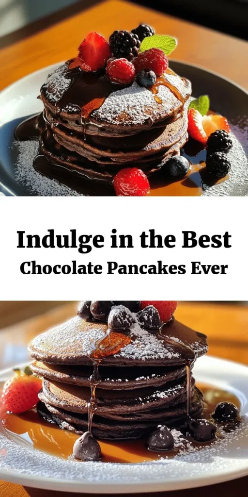 Indulge in the ultimate breakfast delight with these amazing chocolate pancakes! Perfectly fluffy and rich, they’re packed with chocolatey goodness and customizable to suit your taste. Ideal for a cozy weekend brunch or a sweet surprise for guests, this simple recipe combines everyday ingredients to create a decadent treat. Serve them warm with toppings like fresh berries and maple syrup for a delightful experience. Get flipping! #ChocolatePancakes #BreakfastIdeas #BrunchRecipes #PancakeLovers #SweetTreats