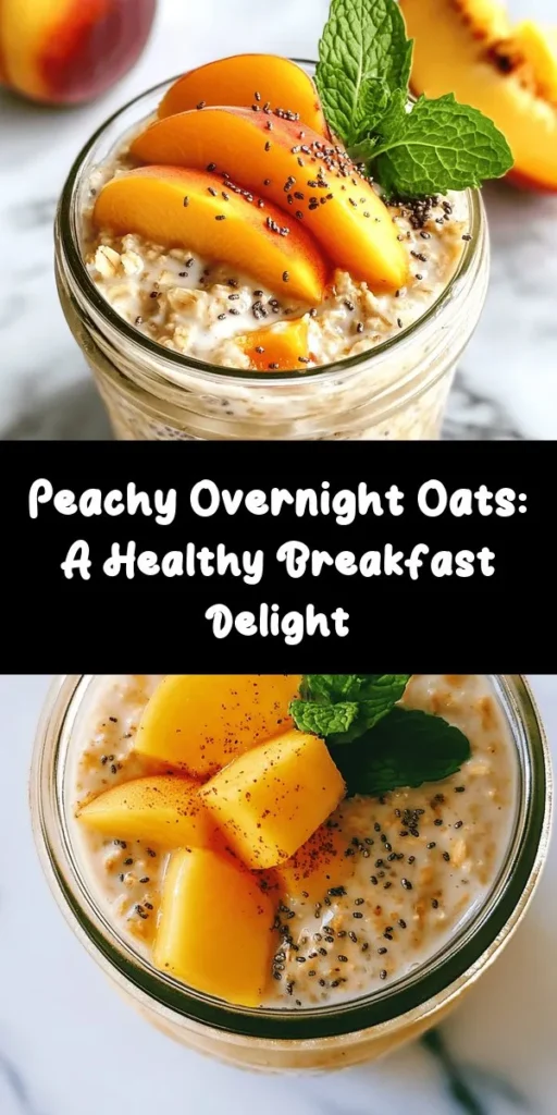 Start your day with a burst of flavor and nutrition with these Irresistible Healthy Overnight Oats featuring fresh peaches! Perfect for busy mornings, this no-cook breakfast is rich in fiber and vitamins, ensuring you feel energized all day long. Customize it with your favorite fruits, nuts, or sweeteners to make it your own. Easy to prepare and delicious, these overnight oats are a game changer for your breakfast routine. Try it today! #OvernightOats #HealthyBreakfast #PeachRecipe #MealPrep #NutritiousStart