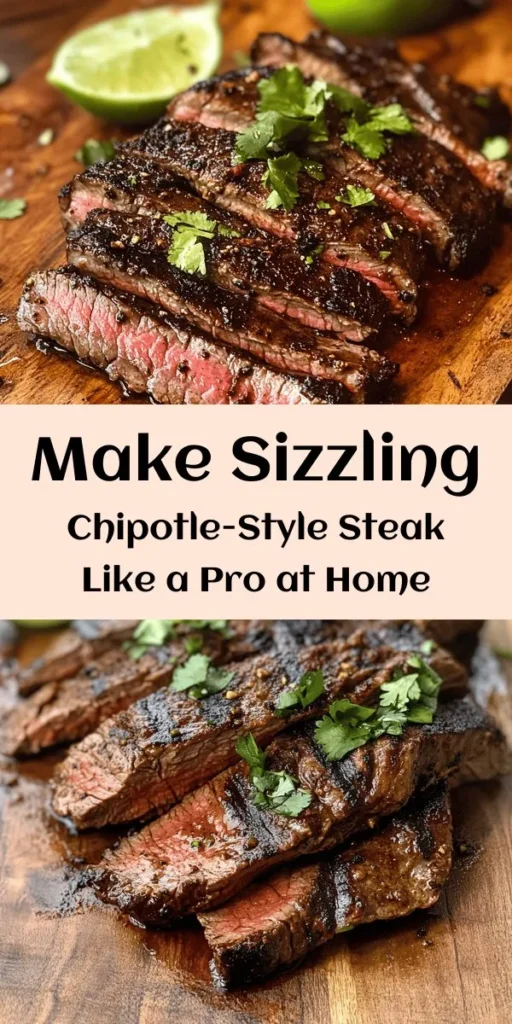 Discover the secrets to making a Sizzling Chipotle-Style Steak at home that’s bursting with flavor! Dive into this easy-to-follow recipe featuring smoky chipotle peppers and aromatic spices. Perfect for backyard barbecues or cozy family dinners, this steak will impress everyone at your table. Get tips on marinating, grilling, and serving to elevate your steak game. #ChipotleSteak #GrilledSteak #HomeCooking #SteakRecipes #CulinaryDelight #FlavorfulCooking #Foodie #RecipeInspiration #CookingAtHome #BBQ