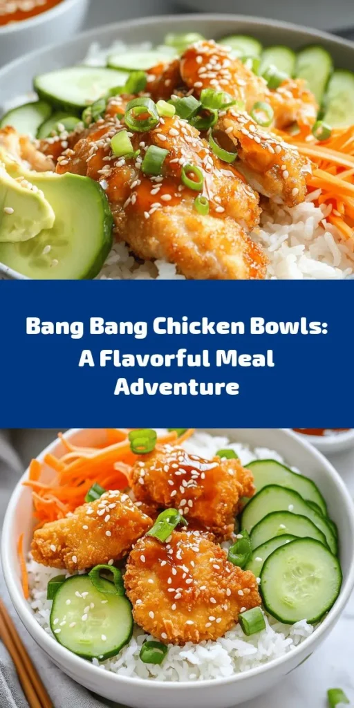 Discover the irresistible flavors of Bang Bang Chicken Bowls, a culinary delight that perfectly combines sweet and spicy elements. This dish features juicy chicken thighs, fresh vegetables, and a creamy, zesty sauce that brings everything together. Easy to prepare at home, these bowls can elevate any dining experience, whether a casual dinner or an impressive feast. Explore recipes and tips to create your own tasty masterpiece! #BangBangChicken #Foodie #Recipes #HealthyEating #AsianCuisine #YummyEats #MealPrep