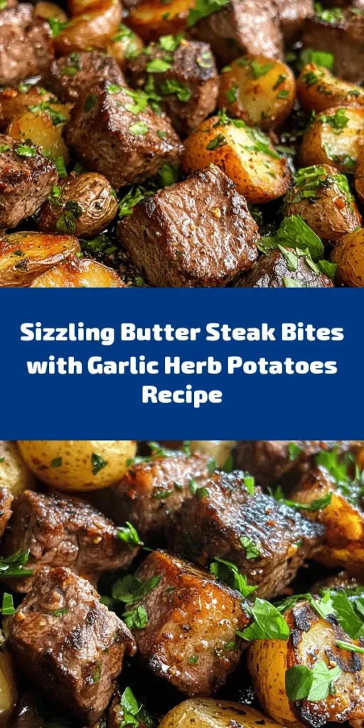 Indulge in the ultimate comfort food with these Sizzling Butter Steak Bites paired with Garlic Herb Potatoes. This quick and delicious recipe features tender sirloin steak bites bathed in rich butter, enhancing every bite, while crispy garlic herb potatoes add a delightful crunch. Perfect for any dinner occasion, this dish is sure to impress! Explore this flavorful combo and elevate your cooking skills today! #SteakBites #ComfortFood #DinnerIdeas #RecipeInspiration #CookingBasics #Foodie