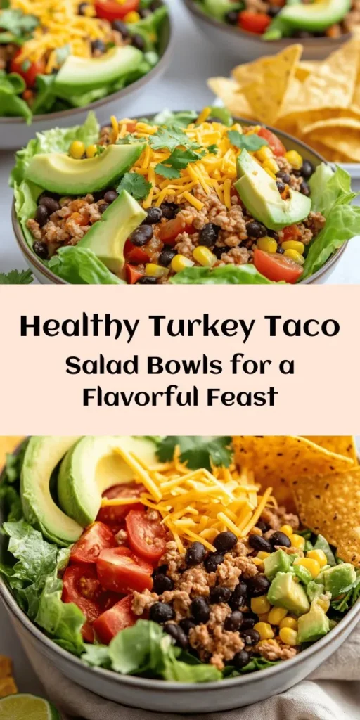 Discover the deliciousness of Turkey Taco Salad Bowls, a healthy meal that brings together the hearty flavors of tacos and the freshness of a salad. Ground turkey, black beans, fresh veggies, and flavorful spices create a nutritious dish perfect for any diet. Customize it to suit your tastes, whether you're gluten-free or vegan. Enjoy healthy protein, vibrant colors, and satisfying crunch in every bite! #TurkeyTacoSalad #HealthyEating #MealPrep #TacoTuesday #HealthyRecipes #Foodie