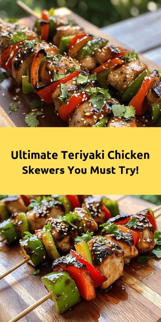 Elevate your meal prep with these Best Ever Teriyaki Chicken Skewers! Perfectly marinated in a sweet and savory sauce, these grilled chicken skewers are bursting with flavor and easy to make. Ideal for weeknight dinners or summer barbecues, they incorporate lean chicken thighs and colorful veggies for a nutritious dish that delights the taste buds. Impress your guests with this simple yet delicious recipe! #TeriyakiChicken #MealPrep #Grilling #HealthyEating #Skewers #FamilyDinner