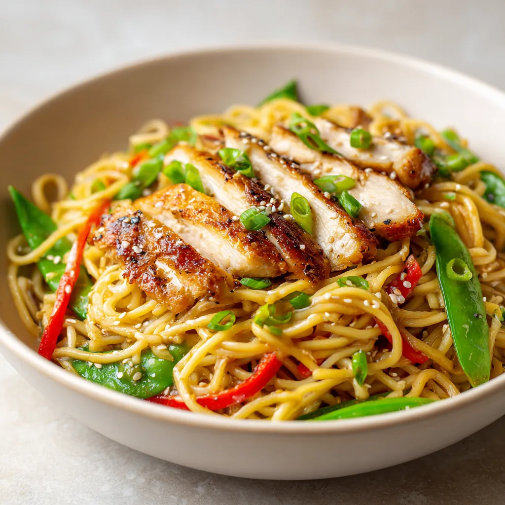 Miso Chicken Noodles offer a delightful and comforting meal that perfectly marries flavors from Japanese cuisine. This dish is not only a feast for the eyes with its vibrant colors but also a symphony of tastes that include the umami richness of miso, the spicy warmth of ginger, and the aromatic essence of garlic. Each bite is a reminder of cozy evenings at home or busy nights when a quick yet fulfilling dinner is in high demand.