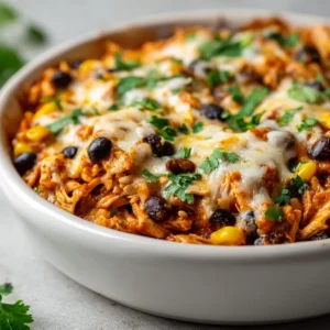 The Slow-Cooked Chicken Enchilada Casserole Delight is a comforting, flavorful dish perfect for busy weeknights or gathering with friends and family. This recipe combines tender chicken, zesty enchilada sauce, and layers of cheesy goodness, making it a crowd-pleaser. The slow cooking method ensures that all the flavors meld beautifully, resulting in a rich and satisfying meal. The layered texture adds a delightful contrast to the creamy beans and the savory chicken, all enveloped in the warmth of spices that create a homey feel. Whether served for a cozy family dinner or a lively potluck, this casserole is sure to impress both kids and adults alike.