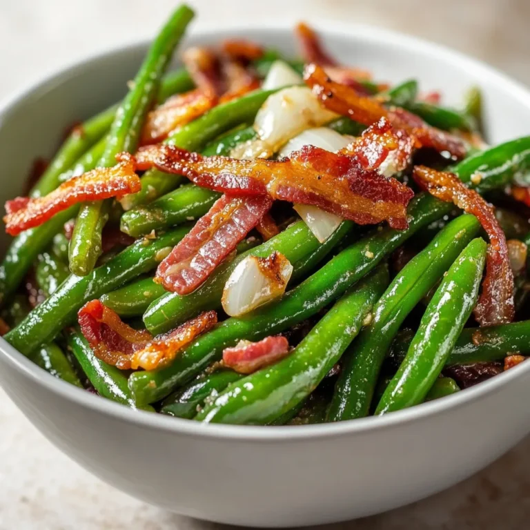 Exploring Southern cuisine often leads to delightful discoveries, and Southern-Style Green Beans with Crispy Bacon stands out as a quintessential dish. This recipe is not merely a side but a flavorful companion to any meal. It beautifully combines fresh green beans, savory pieces of crispy bacon, and aromatic sautéed onions and garlic, creating a comforting dish that enhances the overall dining experience. The balance of flavors, approaching both savory and subtly sweet, makes this dish a must-try for anyone seeking the essence of Southern cooking.