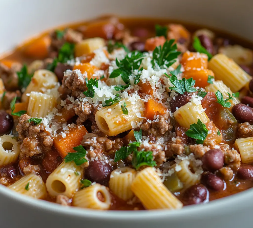 The rich and savory flavors of Olive Garden's Pasta e Fagioli are a delightful representation of classic Italian comfort food. This hearty soup melds together a variety of wholesome ingredients, including flavorful beans, tender pasta, and aromatic vegetables, creating a satisfying dish perfect for any occasion. Whether served as a nourishing meal on a chilly evening or as a comforting appetizer for friends and family, this dish promises to warm both the soul and the palate. It's a perfect choice for gatherings, as it can be prepared in advance and is sure to please a crowd.