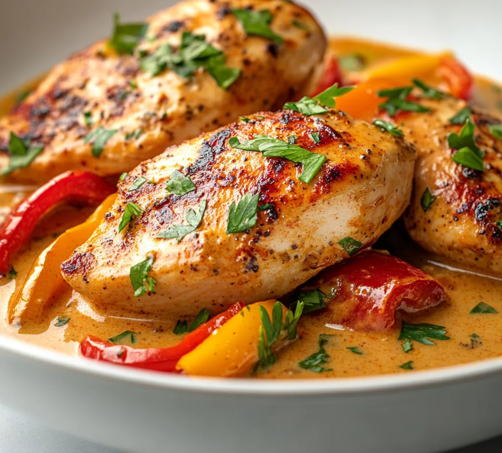 This Creamy Cajun Chicken with Colorful Bell Peppers is a delightful dish that marries zest and creaminess in a way that invigorates any dining experience. It features tender chicken breasts seasoned with robust Cajun spices, paired with vibrant bell peppers and buttery onions, all enveloped in a luxurious creamy sauce. The balance of spices, coupled with the rich texture, makes this dish not only satisfying but also visually appealing with its colorful ingredients. Whether you are planning a family dinner or looking to impress at a special gathering, this dish is sure to become a favorite.