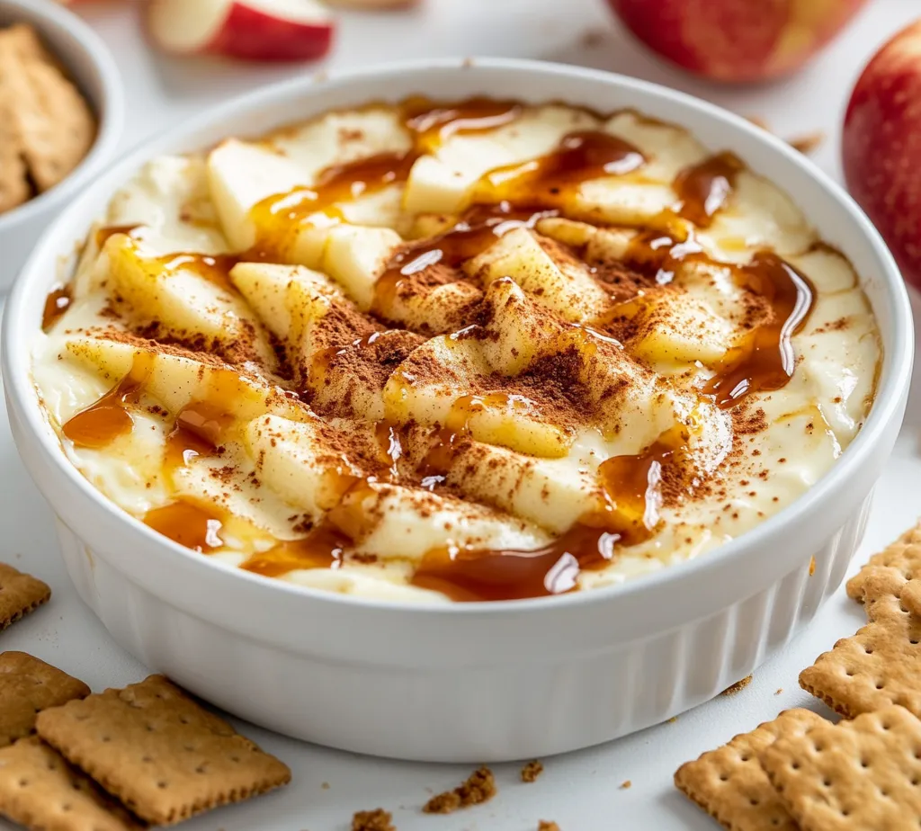 Delve into the world of delightful desserts with this Caramel Apple Cheesecake Dip Delight. This easy-to-make treat is a perfect harmony of flavors, as it combines the luxurious creaminess of cheesecake with the nostalgic sweetness of caramel and the crisp tartness of apples. Whether you’re hosting a gathering, enjoying a cozy night in, or looking for a show-stopping dessert for a special occasion, this dip will certainly draw everyone in.