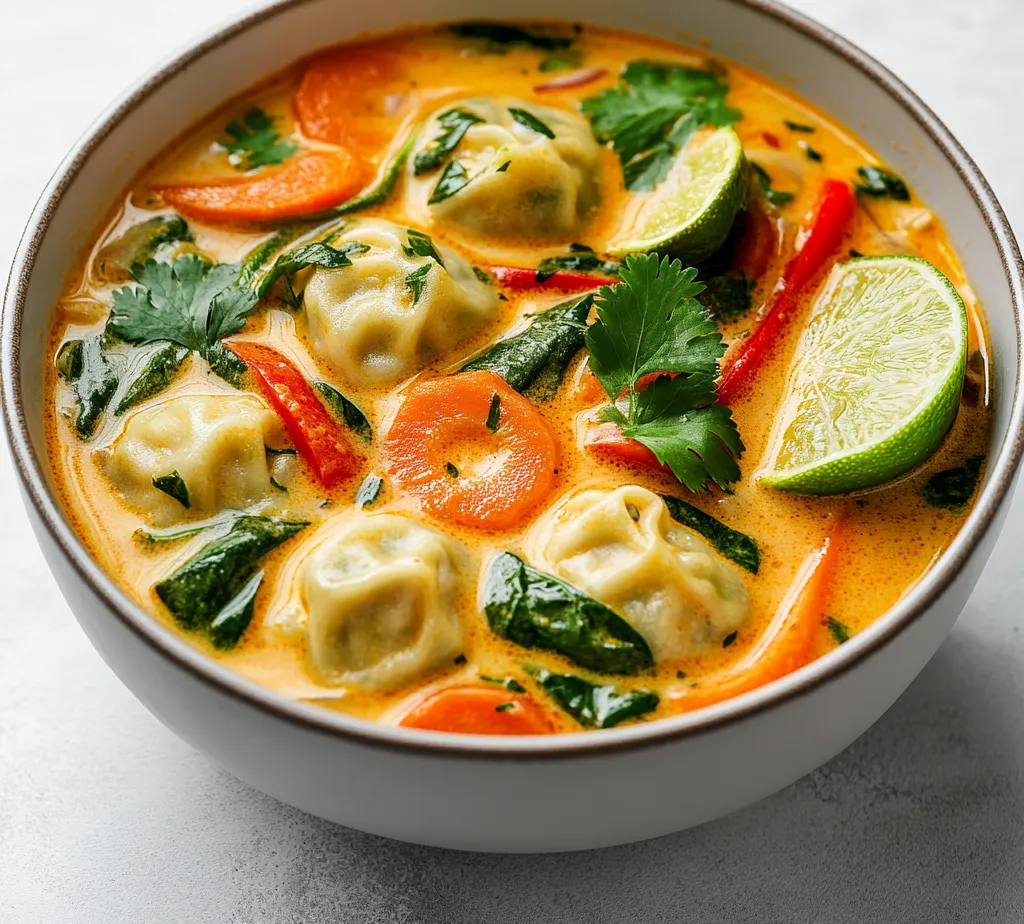 Cozy Thai Coconut Curry Dumpling Soup is the perfect dish for chilly evenings, combining comforting flavors with nourishing ingredients. This delightful soup not only serves as a hearty meal but also brings a warm and aromatic experience to your dinner table. Whether it's a rainy weekend or a cold weeknight, this soup is designed to envelop you in its comforting embrace while tantalizing your taste buds.