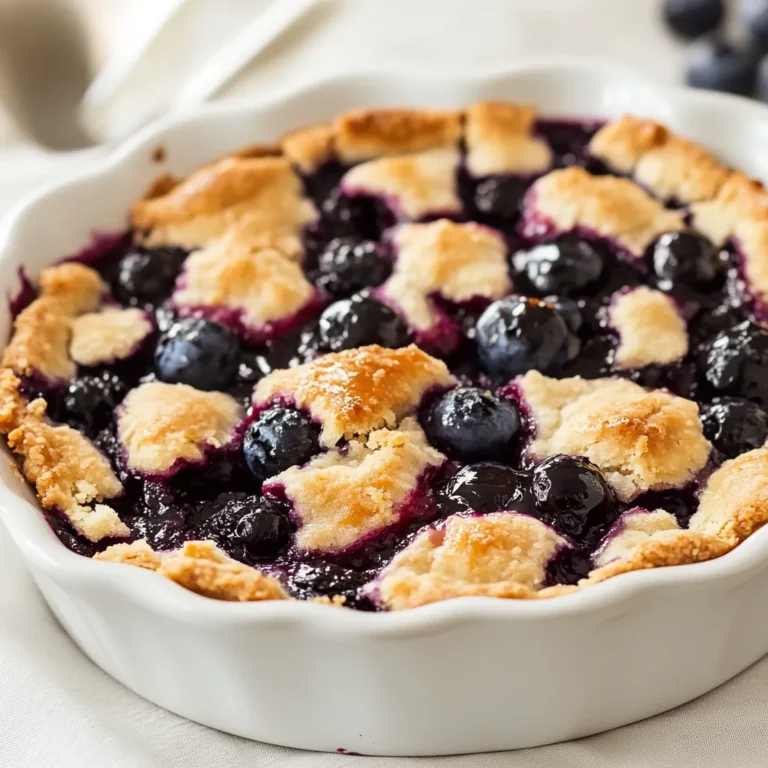 The delightfully sweet and tangy Blueberry Bliss Cobbler makes the perfect dessert for any occasion. This dish beautifully marries the burst of fresh blueberries with a golden, fluffy topping that promises a joy-infused experience in every bite. The balance of flavors, thanks to the hint of lemon and the warm touch of cinnamon, enhances the natural sweetness of the berries, making it a memorable treat without any fuss. This classic dessert is simple enough for a weeknight treat yet impressive enough for special gatherings.