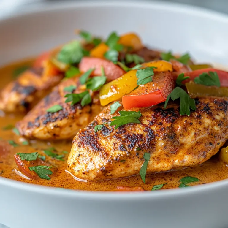 This Creamy Cajun Chicken with Colorful Bell Peppers is a delightful dish that marries zest and creaminess in a way that invigorates any dining experience. It features tender chicken breasts seasoned with robust Cajun spices, paired with vibrant bell peppers and buttery onions, all enveloped in a luxurious creamy sauce. The balance of spices, coupled with the rich texture, makes this dish not only satisfying but also visually appealing with its colorful ingredients. Whether you are planning a family dinner or looking to impress at a special gathering, this dish is sure to become a favorite.