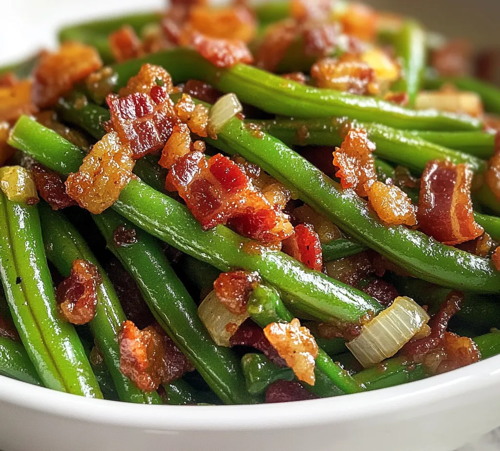 Exploring Southern cuisine often leads to delightful discoveries, and Southern-Style Green Beans with Crispy Bacon stands out as a quintessential dish. This recipe is not merely a side but a flavorful companion to any meal. It beautifully combines fresh green beans, savory pieces of crispy bacon, and aromatic sautéed onions and garlic, creating a comforting dish that enhances the overall dining experience. The balance of flavors, approaching both savory and subtly sweet, makes this dish a must-try for anyone seeking the essence of Southern cooking.
