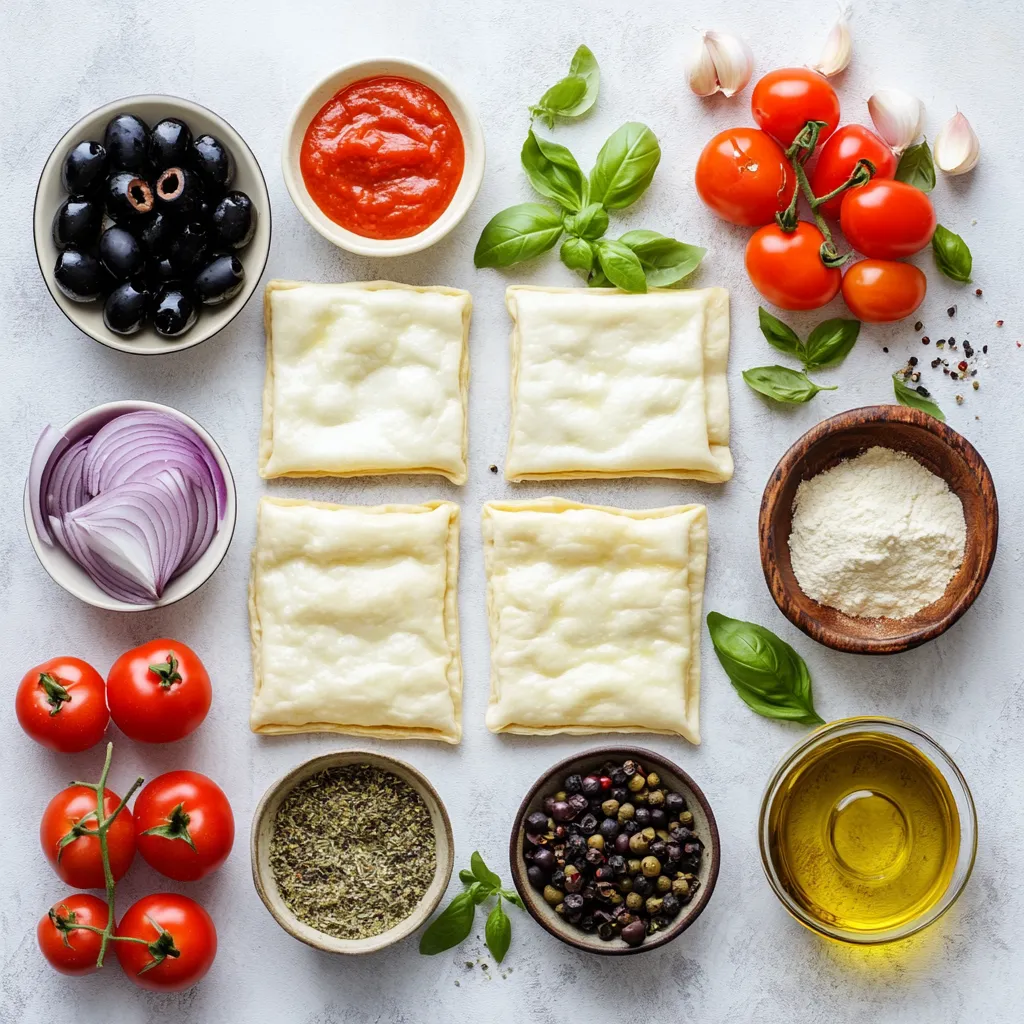 Puff pastry serves as an incredibly versatile and gourmet base for pizzas, elevating a classic dish to new heights with its light, flaky texture. The rich layers of the pastry provide a delicate crunch that beautifully contrasts with the toppings. This homemade puff pastry pizza is also an excellent canvas for your creativity, allowing you to customize it with fresh ingredients according to your preferences.