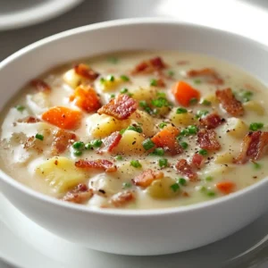 Explore the comforting flavors of a classic Hearty Slow Cooker Potato Bacon Chowder that brings together the richness of bacon, the heartiness of potatoes, and the creaminess of milk. This easy-to-make recipe is perfect for cozy family dinners or as a satisfying dish for a gathering, allowing you to taste a bowl of warmth with every spoonful. The savory combination of ingredients creates a deliciously satisfying experience that will leave everyone asking for seconds.