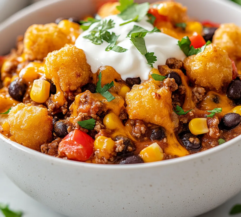 Cowboy Casserole is a wonderfully hearty dish that encapsulates the essence of rustic comfort food. Originating from the American West, this casserole is an ideal mix of bold flavors and wholesome ingredients, making it a favorite among families and busy individuals alike. The combination of ground meat, beans, corn, and the star ingredient, tater tots, creates a satisfying meal that warms the heart and fills the belly. The slow-cooked nature of this dish means every bite is infused with rich, melded flavors, making it a go-to for cozy dinners.