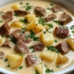 Creamy Steak and Potato Delight is a comforting dish that perfectly combines tenderness and rich textures, making it an ideal choice for cozy weeknights or special gatherings. The savory flavors of seared steak and the smoothness of heavy cream blend seamlessly with hearty potatoes, creating a satisfying meal that appeals to both meat lovers and comfort food enthusiasts. This dish is not only filling but also brings warmth and nostalgia, making it a favorite during colder months or festive occasions.