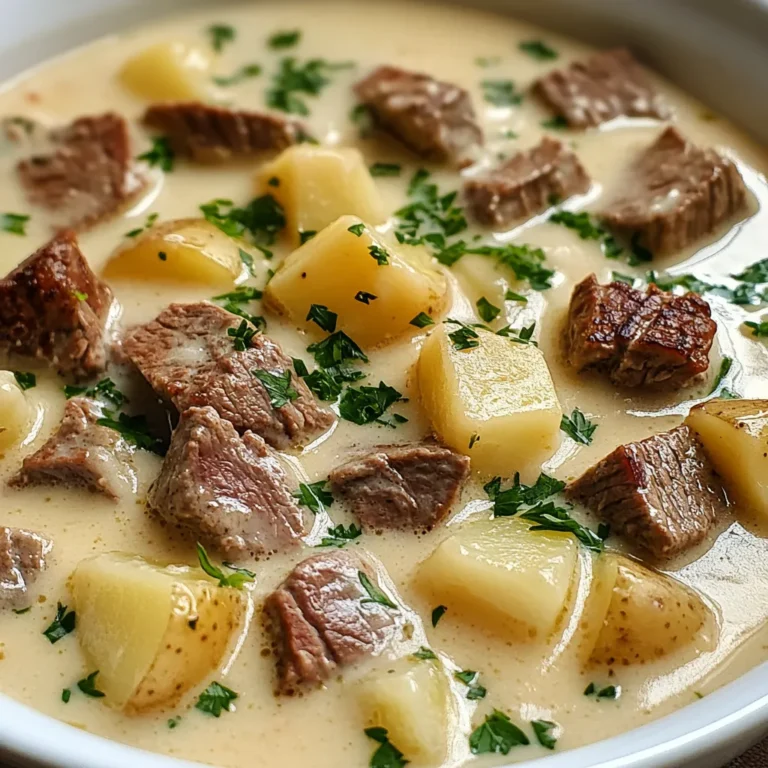 Creamy Steak and Potato Delight is a comforting dish that perfectly combines tenderness and rich textures, making it an ideal choice for cozy weeknights or special gatherings. The savory flavors of seared steak and the smoothness of heavy cream blend seamlessly with hearty potatoes, creating a satisfying meal that appeals to both meat lovers and comfort food enthusiasts. This dish is not only filling but also brings warmth and nostalgia, making it a favorite during colder months or festive occasions.