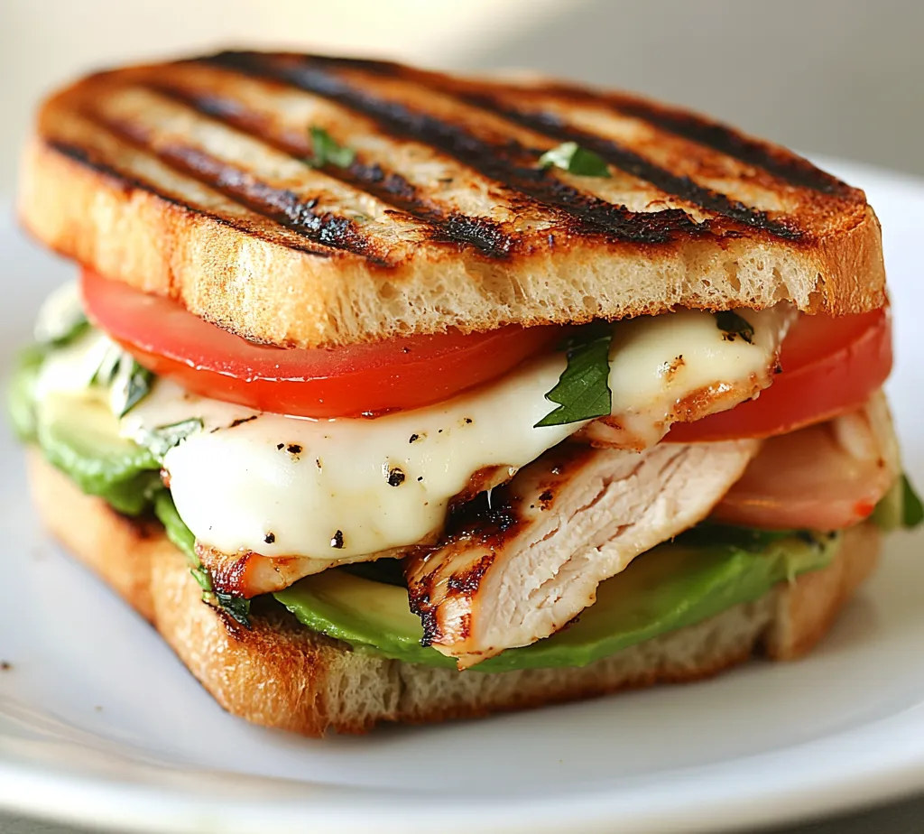 The Grilled Chicken Avocado Melt is a delightful and satisfying sandwich that brings together the rich flavors of marinated grilled chicken, creamy avocado, juicy tomatoes, and melty mozzarella cheese, all nestled between two slices of golden-brown sourdough bread. This recipe combines healthy ingredients with a comforting taste, making it a favorite for both casual weeknight dinners and weekend gatherings. Packed with protein and healthy fats, this melt is not only delicious but also makes for a fulfilling meal that will leave you and your guests pleased.