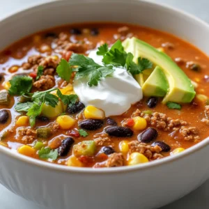 The Creamy Taco Soup Extravaganza offers a delicious, hearty meal that perfectly combines the comfort of soup with the bold flavors of Mexican cuisine. This dish is not only satisfying but also boasts a delightful creaminess that makes it exceptionally inviting, especially on chilly evenings. A favorite among taco lovers and soup enthusiasts alike, it brings the richness of traditional taco flavors into a convenient soup format.