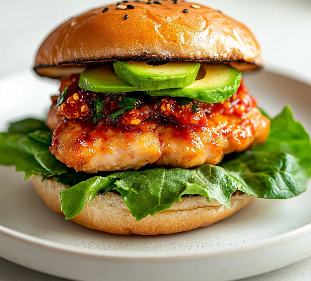Spicy Gochujang Chicken Burgers with Kimchi Jam offer a tantalizing twist on a classic burger. Combining the savory essence of ground chicken with the fiery kick of gochujang, this dish fuses Korean flavors with a Western favorite, creating a unique culinary experience. Each bite reveals the delicious interplay between spicy, savory, and tangy notes, making it an irresistible option for any meal occasion.