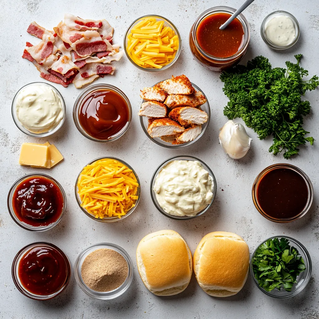 Bacon Ranch BBQ Chicken Sliders are the ideal fusion of flavors and textures that make any gathering a celebration. This recipe combines tender, shredded chicken infused with tangy BBQ sauce and ranch seasoning, layered with crispy bacon and sharp cheddar cheese—all nestled in soft slider buns. Each bite delivers comforting flavors reminiscent of backyard barbecues and family gatherings, each slider packed with smoky, tangy, and creamy goodness.