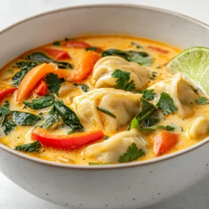 Cozy Thai Coconut Curry Dumpling Soup is the perfect dish for chilly evenings, combining comforting flavors with nourishing ingredients. This delightful soup not only serves as a hearty meal but also brings a warm and aromatic experience to your dinner table. Whether it's a rainy weekend or a cold weeknight, this soup is designed to envelop you in its comforting embrace while tantalizing your taste buds.