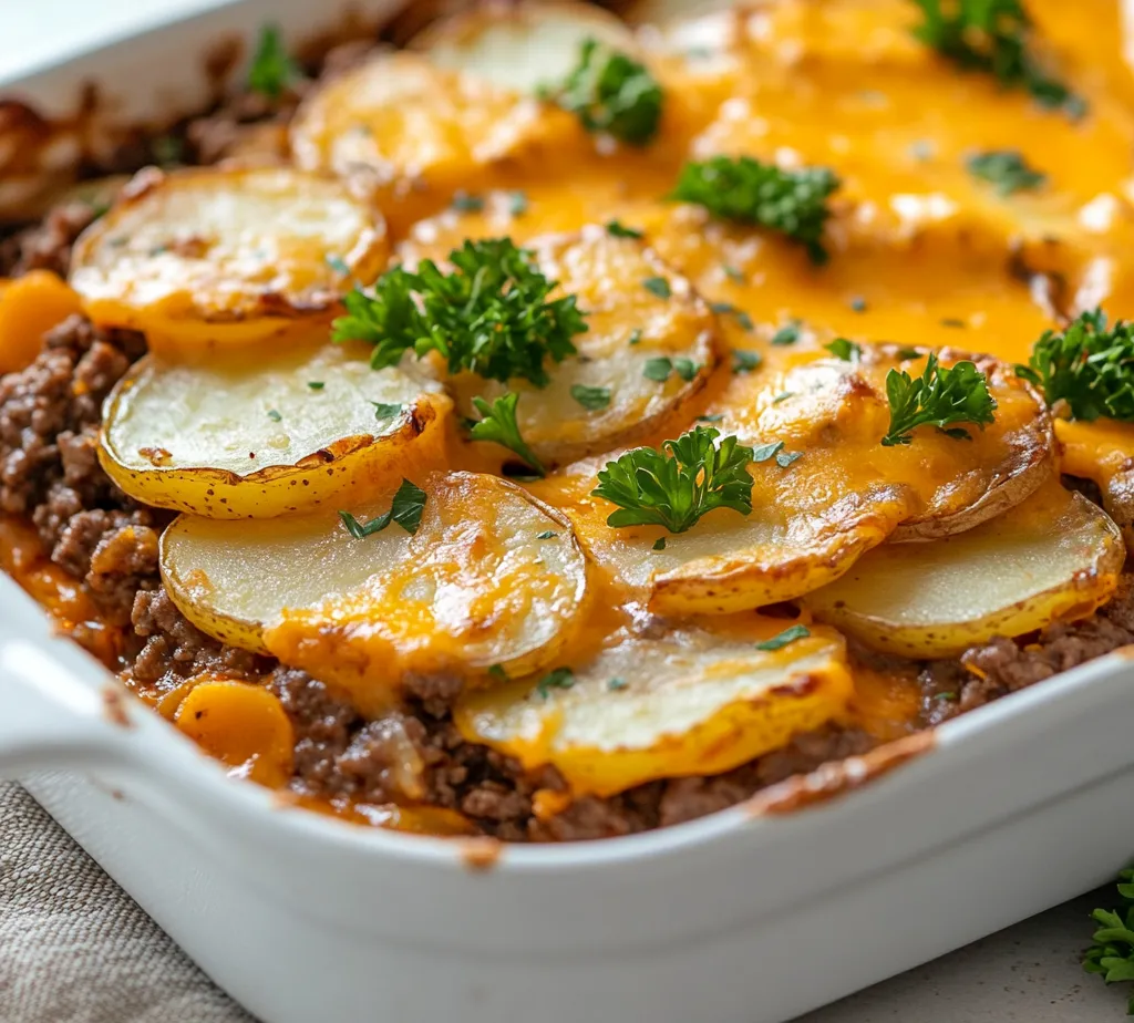 Hearty Hobo Casserole with Ground Beef and Potatoes is a rustic dish that embodies comfort food at its best. With its creamy texture, tender potatoes, and a savory blend of ground beef and vegetables, this casserole is perfect for cozy family dinners or casual gatherings. The various layers of flavors meld together beautifully during baking, creating a satisfying meal that warms the soul. This casserole not only promises a delightful eating experience but is also simple to prepare, making it an excellent choice for both experienced cooks and beginners alike.